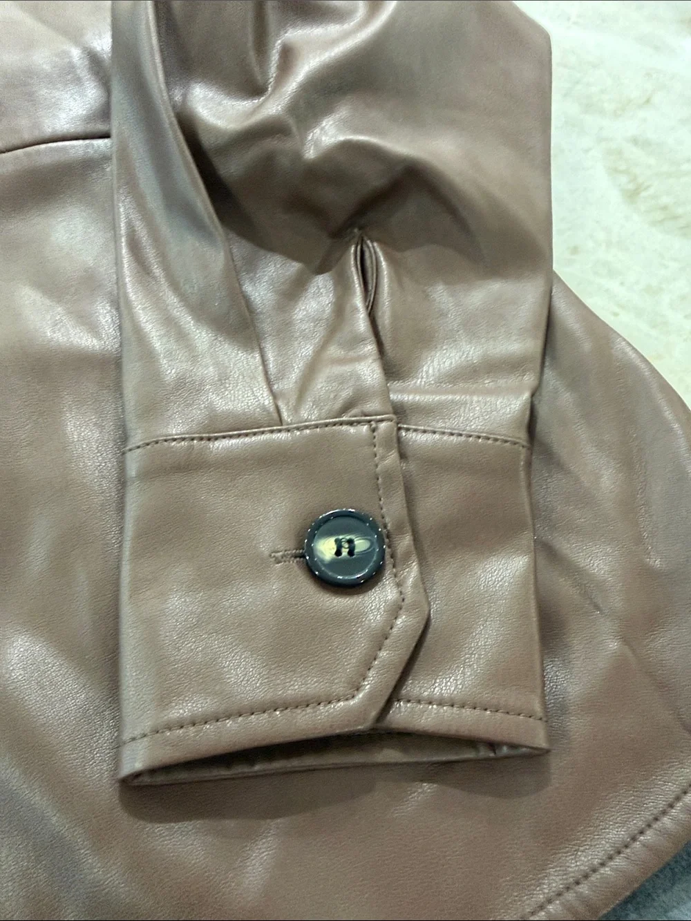Sanctuary Girls Faux Leather Brown Button-Front Jacket